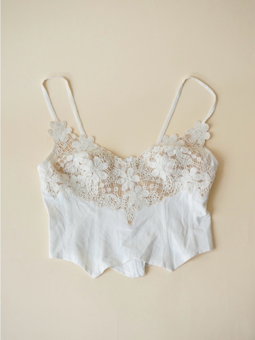 Vintage 1990 Ritmo di Perla Ivory Floral Embroidered Bustier- Size IT 46